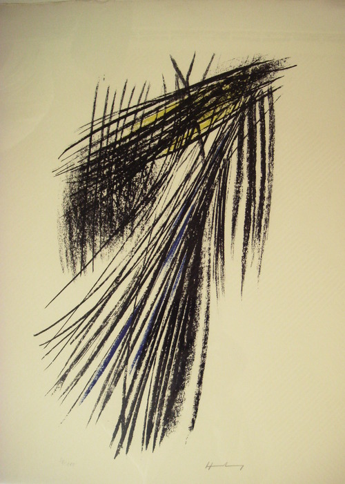 Komposition schwarz-blau-gelb/Moderne Kunst -  Hans HARTUNG