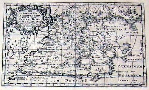 AFRIKA/Alte Landkarten - 'T Gedeelte van Biledulgerid, waar in leggen Tesset, Darha en Segelomessa...