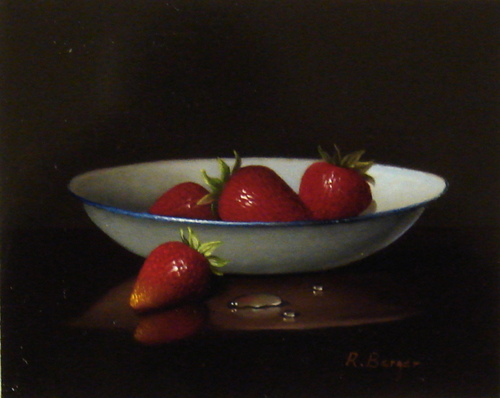 Teller mit vier Erdbeeren/Moderne Kunst -  Ronald BERGER