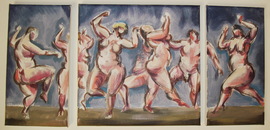 Triptychon mit sieben Tänzerinnen/Moderne Kunst -  Jörg MAZUR
