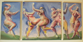 Triptychon mit fünf Tänzerinnen/Moderne Kunst -  Jörg MAZUR