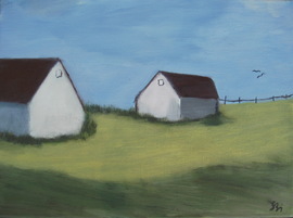 Landschaft mit zwei Häusern,/Moderne Kunst -  Susanne BINSACK