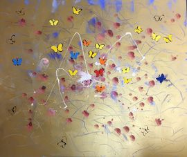 Schmetterlinge auf gold/Moderne Kunst -  Thomas WALLMEYER