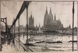 Köln, Ansicht über den Rhein/Moderne Kunst -  Heine RATH