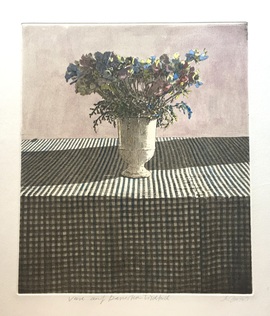 Vase auf kariertem Tischtuch/Moderne Kunst -  Malte SARTORIUS