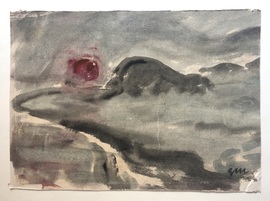 Am Meer, rote Sonne/Moderne Kunst -  Gustav MENNICKE