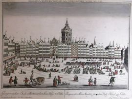 KÖLN/Alte Stadtansichten - Prospect des Alten Marckts, samt dem Rath-Hauß, zu Cölln - Gesigt van het Oude-Markt, met het Stad-Huys te Cölln