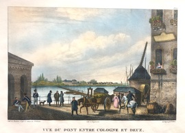 KÖLN/Alte Stadtansichten - Vue du pont entre Cologne et Deuz, Brücke zwischen Köln und Deutz