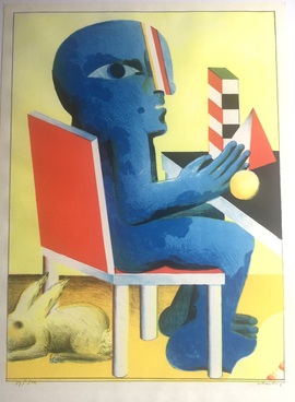 Figur am Tisch/Moderne Kunst -  Horst ANTES