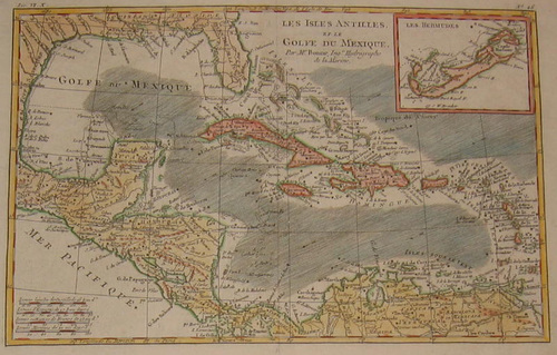 AMERIKA/Alte Landkarten - Les Isles Antilles et le Golfe du Mexique.