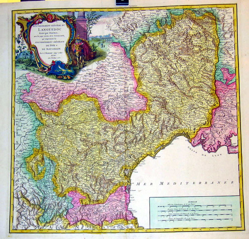 FRANKREICH/Alte Landkarten - Gouvernement Général du Languedoc divisé par diocèses....