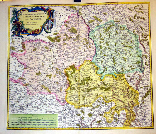 FRANKREICH/Alte Landkarten - Gouvernements Généraux du Berry, du Nivernois, et du Bourbonois.