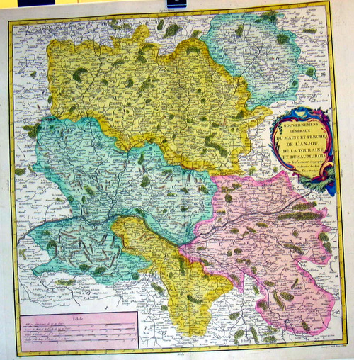 FRANKREICH/Alte Landkarten - Gouvernements Généraux du Maine et Perche, de L´Anjou, de la Rouraine, et du Saumurois.