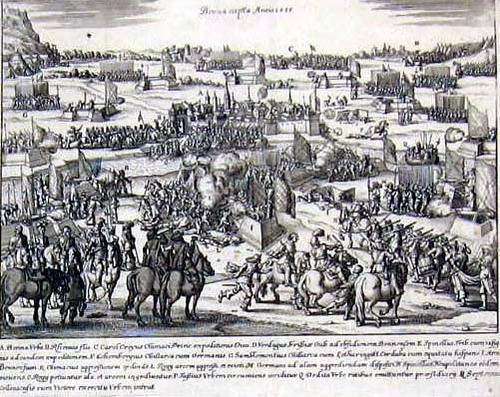 BONN/Alte Stadtansichten - Gesamtansicht mit Belagerung i.J. 1588