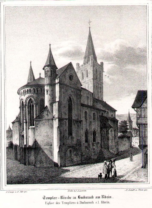 BACHARACH/Alte Stadtansichten - Templer -  Kirche zu Bacharach am Rhein