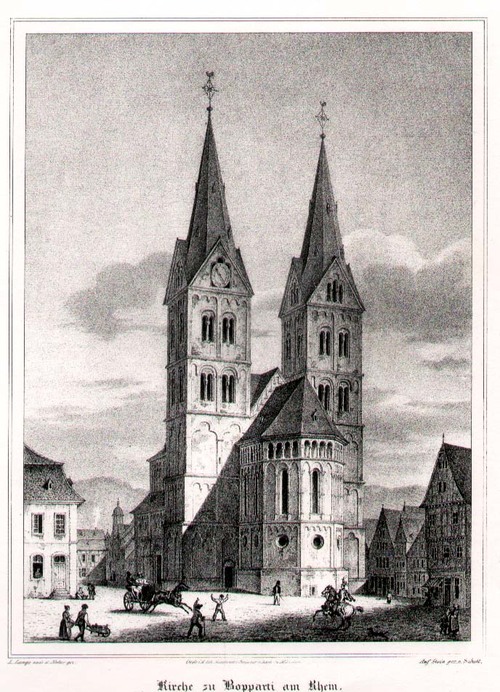 BOPPARD/Alte Stadtansichten - Kirche zu Bopparti am Rhein