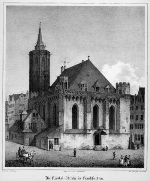 FRANKFURT/MAIN/Alte Stadtansichten - Die Nikolai - Kirche in Frankfurt a/M