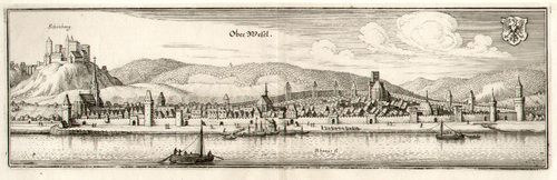 OBERWESEL/Alte Stadtansichten - Gesamtansicht über den Rhein