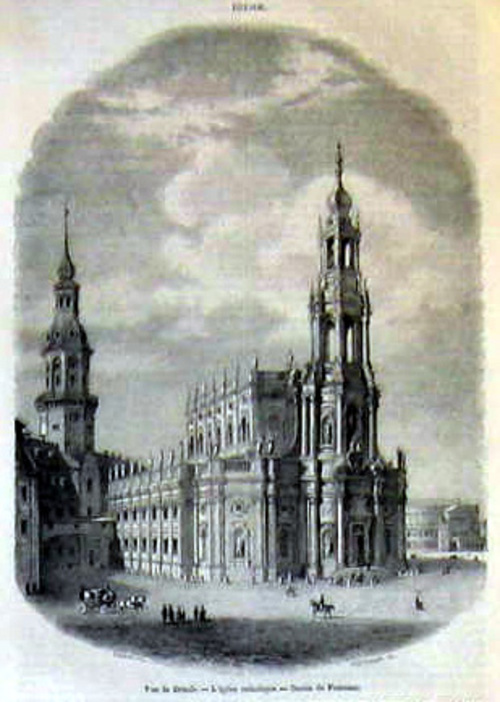DRESDEN/Alte Stadtansichten - Teilansicht von der Katholischen Hofkirche