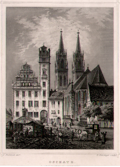 OSCHATZ/Alte Stadtansichten - Rathaus und Kirche