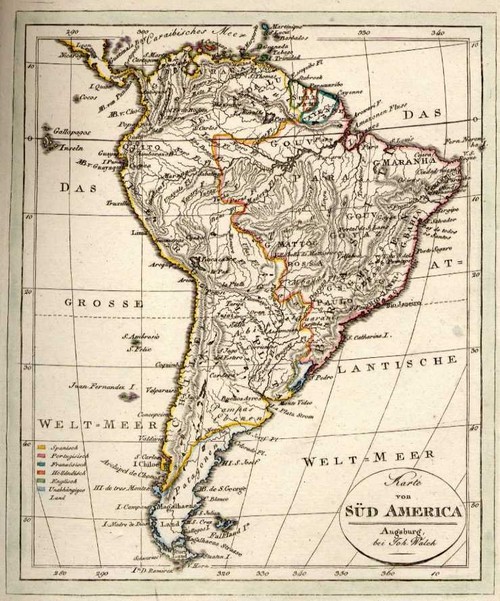 AMERIKA/Alte Landkarten - Karte von Süd Amerika