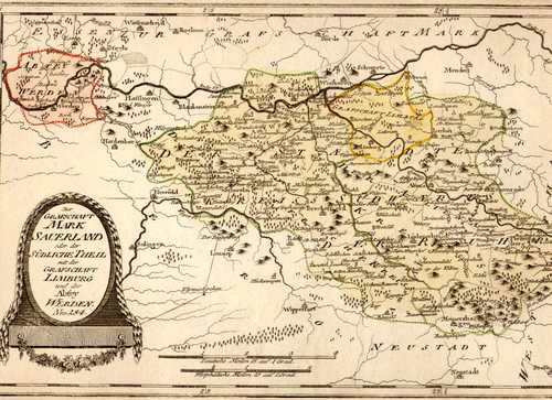 NORDRHEIN-WESTFALEN/Alte Landkarten - Der Grafschaft Mark Sauerland oder der Südliche Theil mit der Grafschaft Limburg und der Abtey Werden, Nro. 284