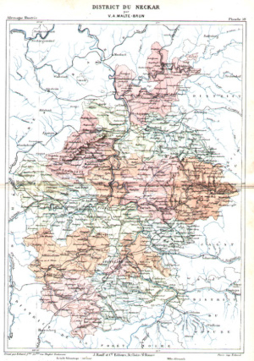 BADEN - WÜRTTEMBERG/Alte Landkarten - District du Neckar