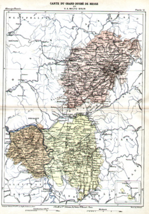 HESSEN/Alte Landkarten - Carte du Grand Duché de Hesse