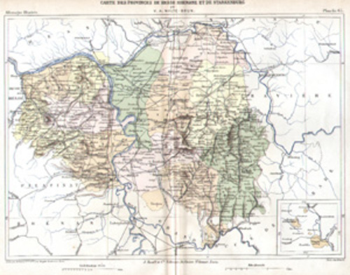Carte des Provinces de Hesse - Rhénan et de Starkenburg | HESSEN | Alte