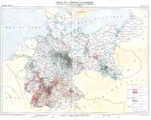 DEUTSCHLAND/Alte Landkarten - Carte de l'Empire d'Allemagne, Culture de la Vigne, des Betteraves et du Houblon