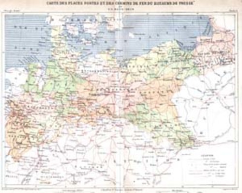 DEUTSCHLAND/Alte Landkarten - Carte des Places Fortes et des Chemins de Fer du Royaume de Prusse