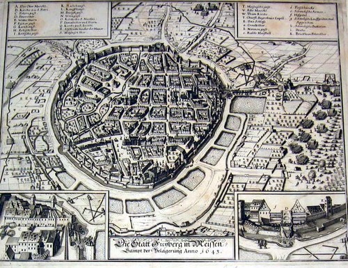 FREIBERG/Alte Stadtansichten - Die Statt Freijberg in Meissen sampt der Belägerung Anno 1643