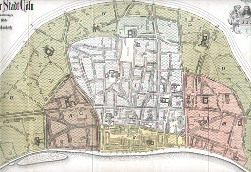 KÖLN/Alte Stadtansichten - Plan der Stadt Cöln mit ihren Erweiterungen bis in die Mitte des XIII. Jahrhunderts