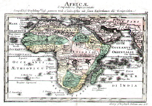 AFRIKA/Alte Landkarten - Africae Compendiosa Repraesentatio - Compendiose Vorstellung deß gantzen Welt Theils Africae mit seinen Kayserthumen und Konigreichen