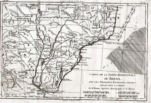 AMERIKA/Alte Landkarten - Carte de la Partie Méridionale de Bresil, avec les Possessions Espagnoles Voisines qui en sont a l'Ouest
