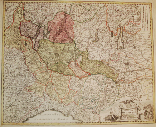 ITALIEN/Alte Landkarten - Ducatus Mediolani una cum Confinys accurata Tabula exibitus auctus et e medatus.