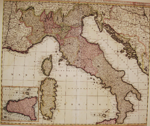 ITALIEN/Alte Landkarten - Italia divisa in Statum Ecclesiasticum, Regnum Neapolitanum...