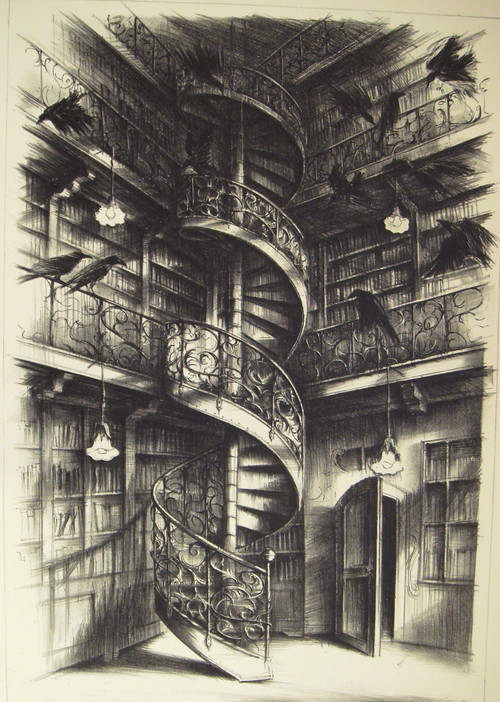 Große Bibliothekstreppe/Moderne Kunst -  Rolf ESCHER