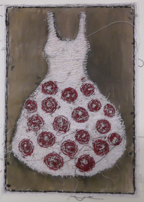Weißes Kleid  mit 19 Rosen  ( Votivbild 139 )/Moderne Kunst -  Susanne WALTERMANN