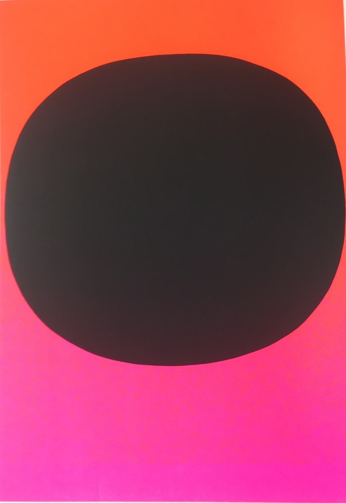 Variation Runde Farbe V /  orange auf gelb/Moderne Kunst -  Rupprecht GEIGER