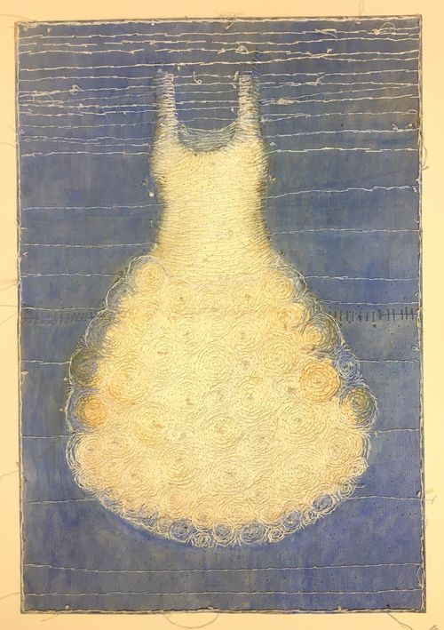 O.T. Weißes Kleid auf blau/Moderne Kunst -  Susanne WALTERMANN