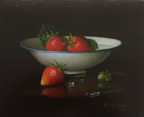 Drei reife und eine unreife Erdbeere/Moderne Kunst -  Ronald BERGER