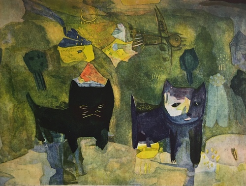 Zwei Katzen verlassen das Dorf/Moderne Kunst -  TAKAHASHI  Yoshi
